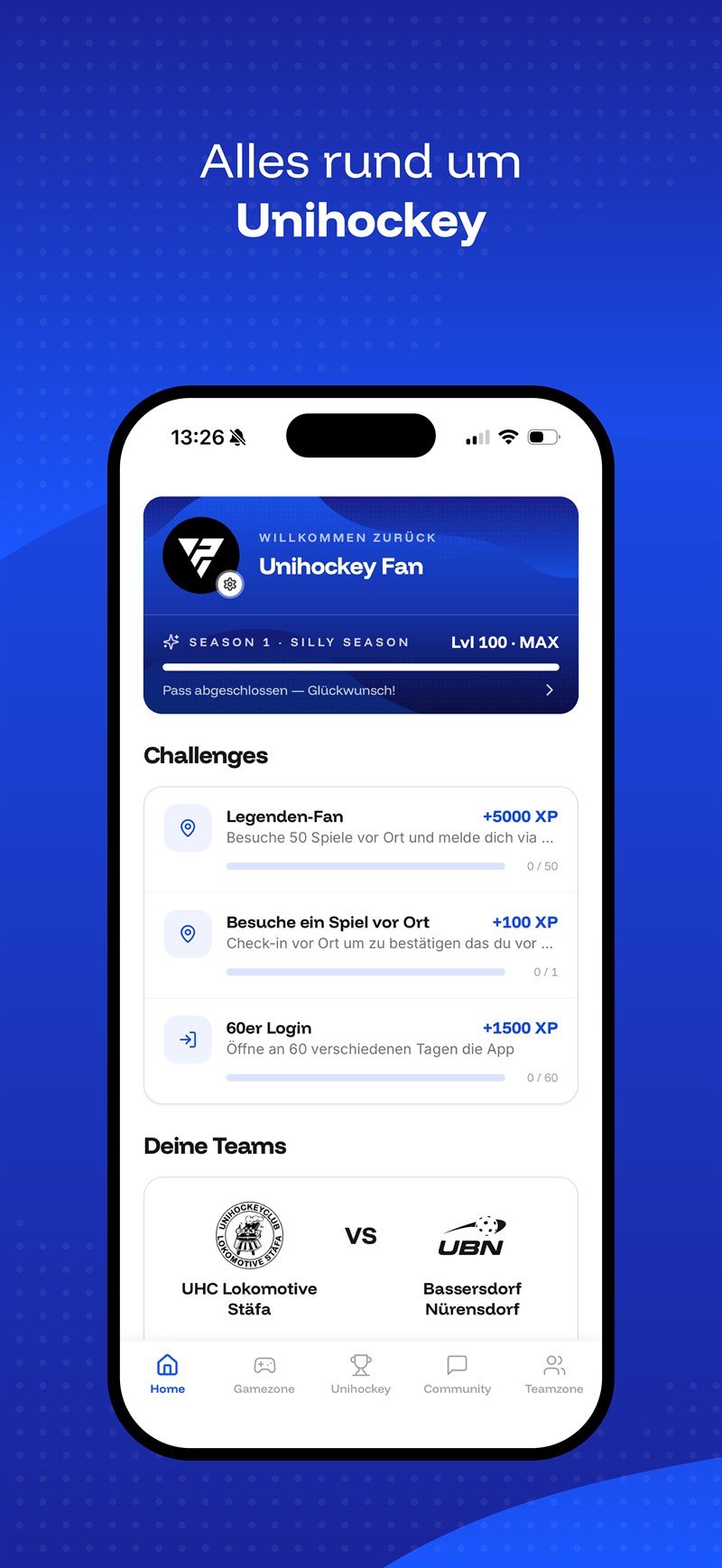 Startseite der Playmakerz-App